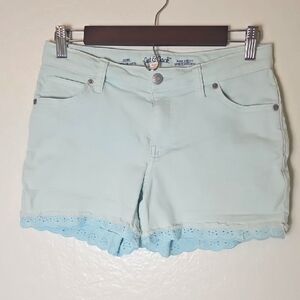 Cat & Jack Light Blue Jean Shorts with Lace Trim